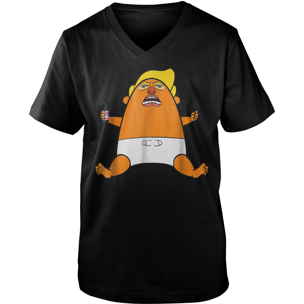 Official Angry Baby Anti-Trump Balloon T-Shirt Guys V-Neck