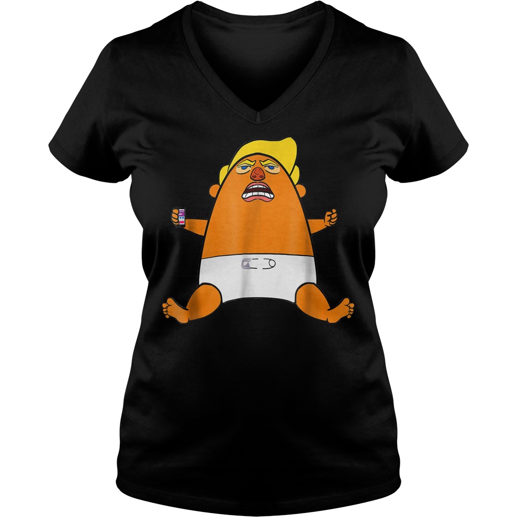 Official Angry Baby Anti-Trump Balloon T-Shirt Ladies V-Neck