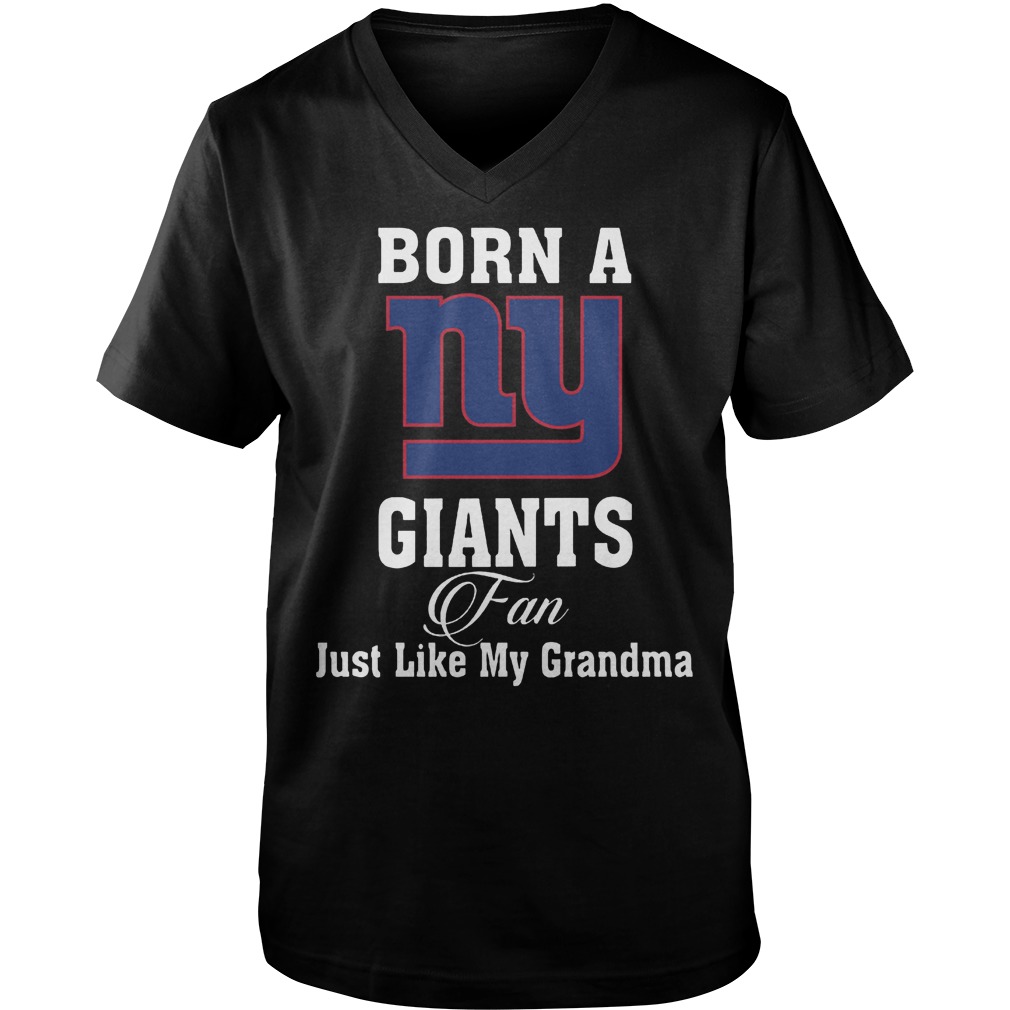 Official Born A New York Giants Fan Just Like My Grandma T-Shirt Guys V-Neck