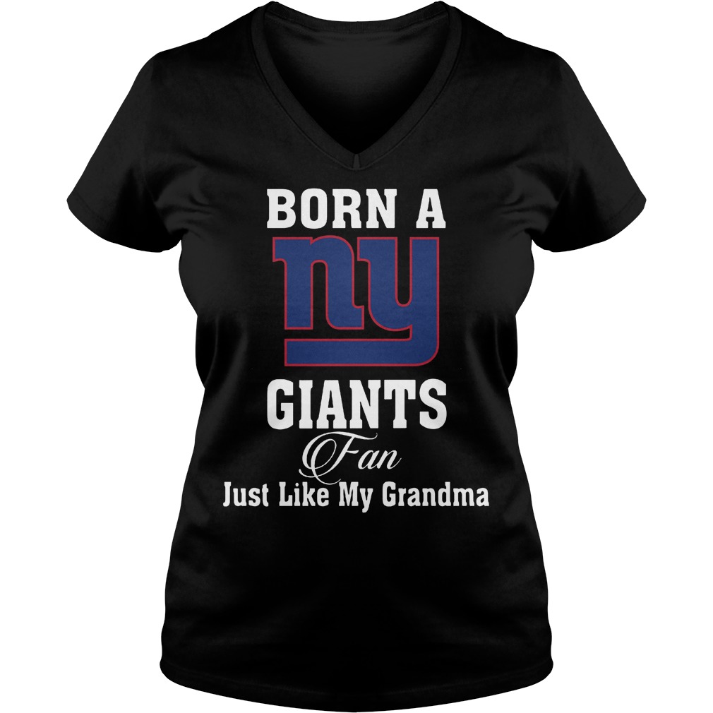 Official Born A New York Giants Fan Just Like My Grandma T-Shirt Ladies V-Neck
