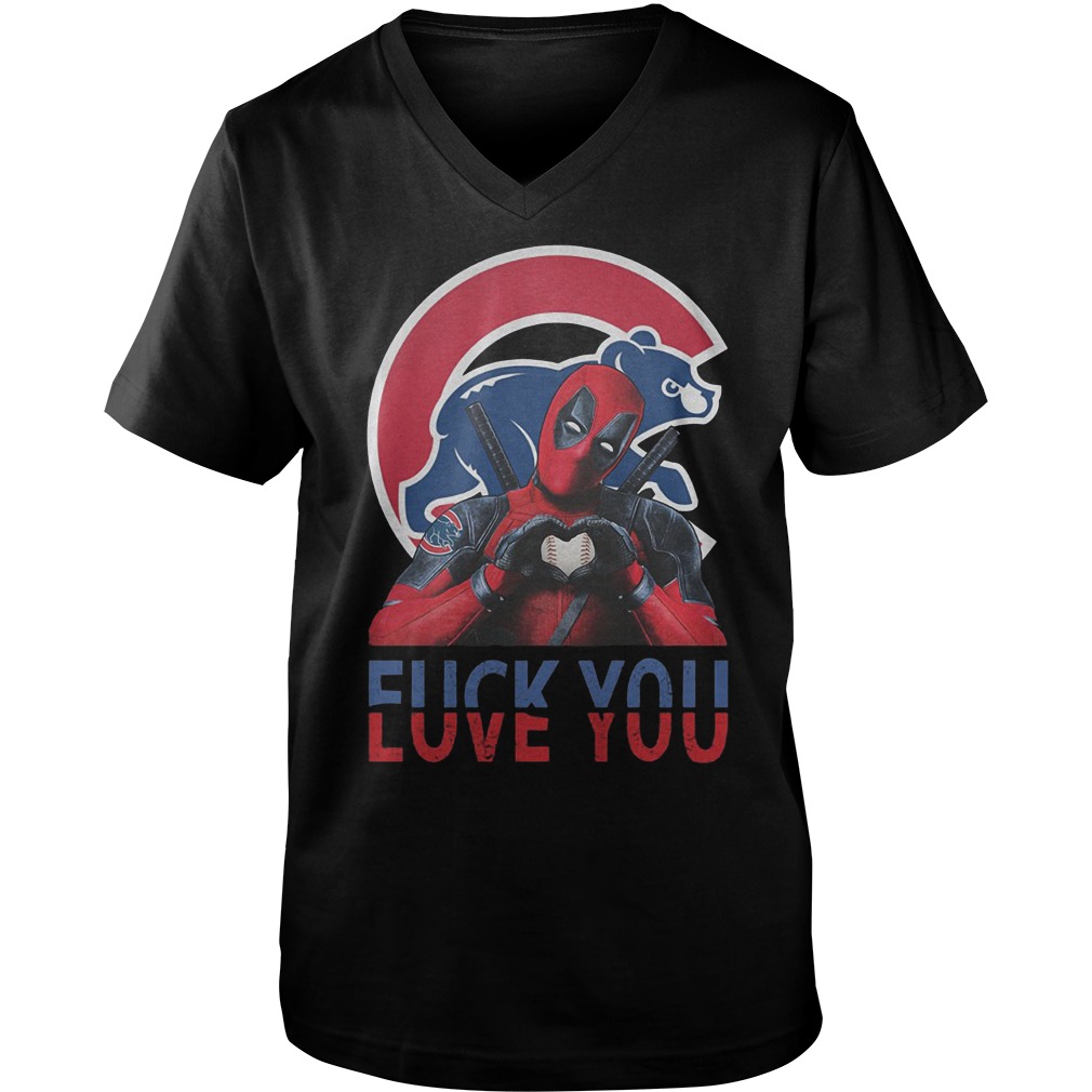 Official Chicago Cubs – Deadpool – Fuck You Love You T-Shirt Guys V-Neck
