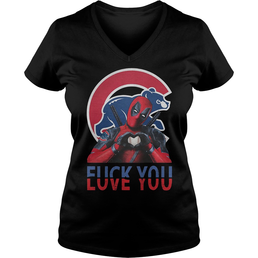 Official Chicago Cubs – Deadpool – Fuck You Love You T-Shirt Ladies V-Neck