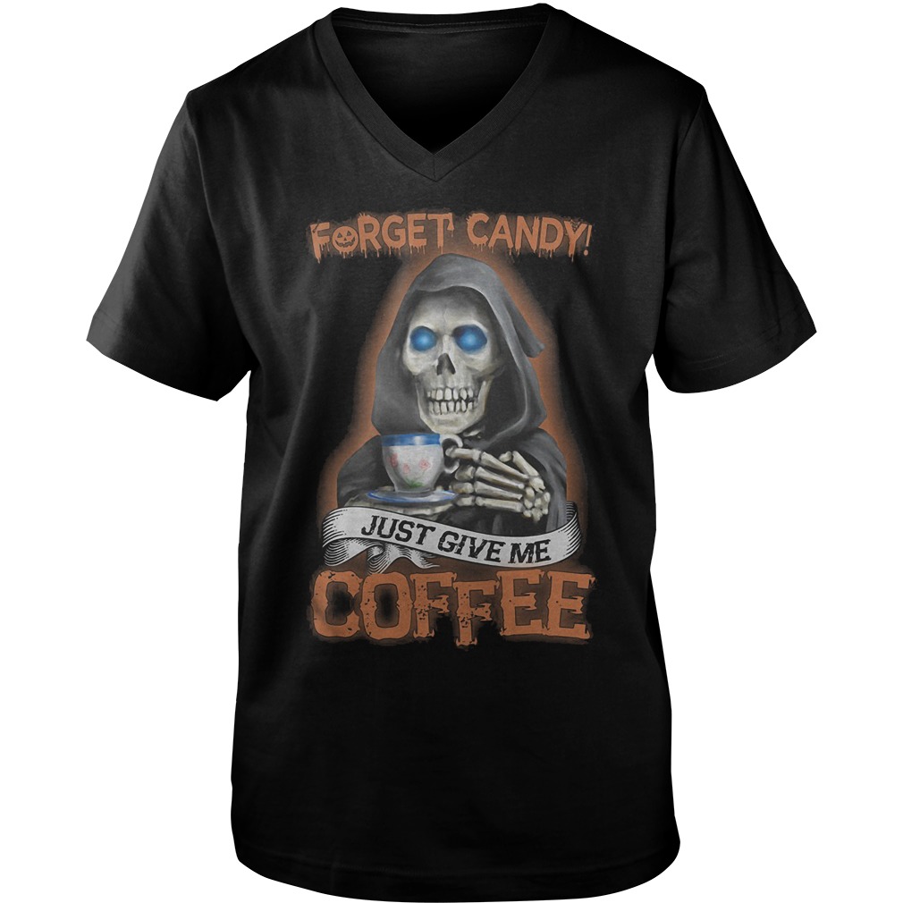 Official Forget Candy And Give Me Coffee T-Shirt Guys V-Neck