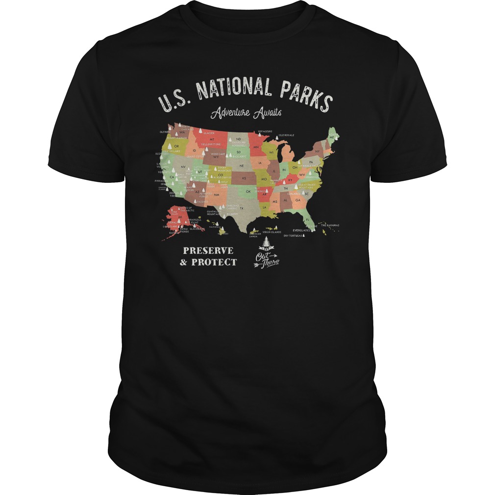 Official U.S National Parks Map T-Shirt Classic Guys / Unisex Tee
