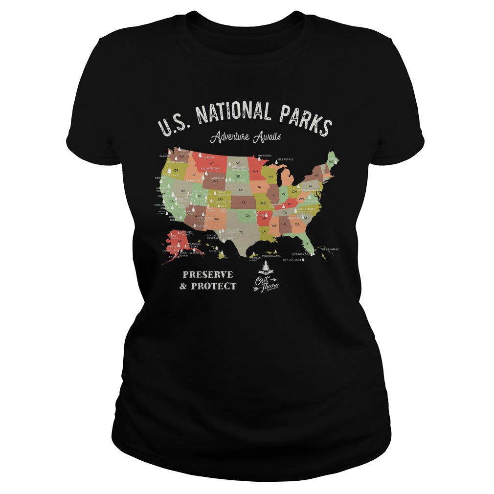 Official U.S National Parks Map T-Shirt Classic Ladies Tee