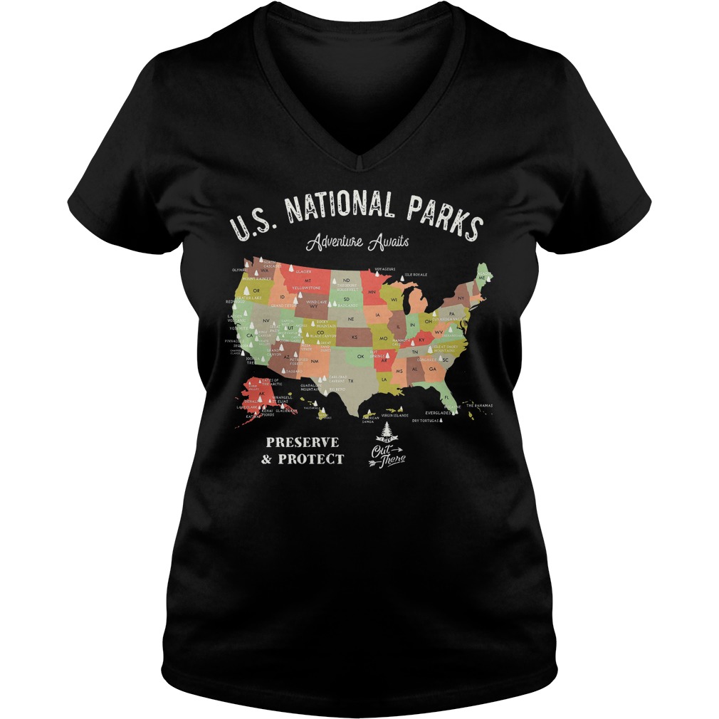 Official U.S National Parks Map T-Shirt Ladies V-Neck