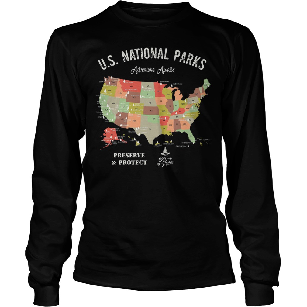 Official U.S National Parks Map T-Shirt Longsleeve Tee Unisex