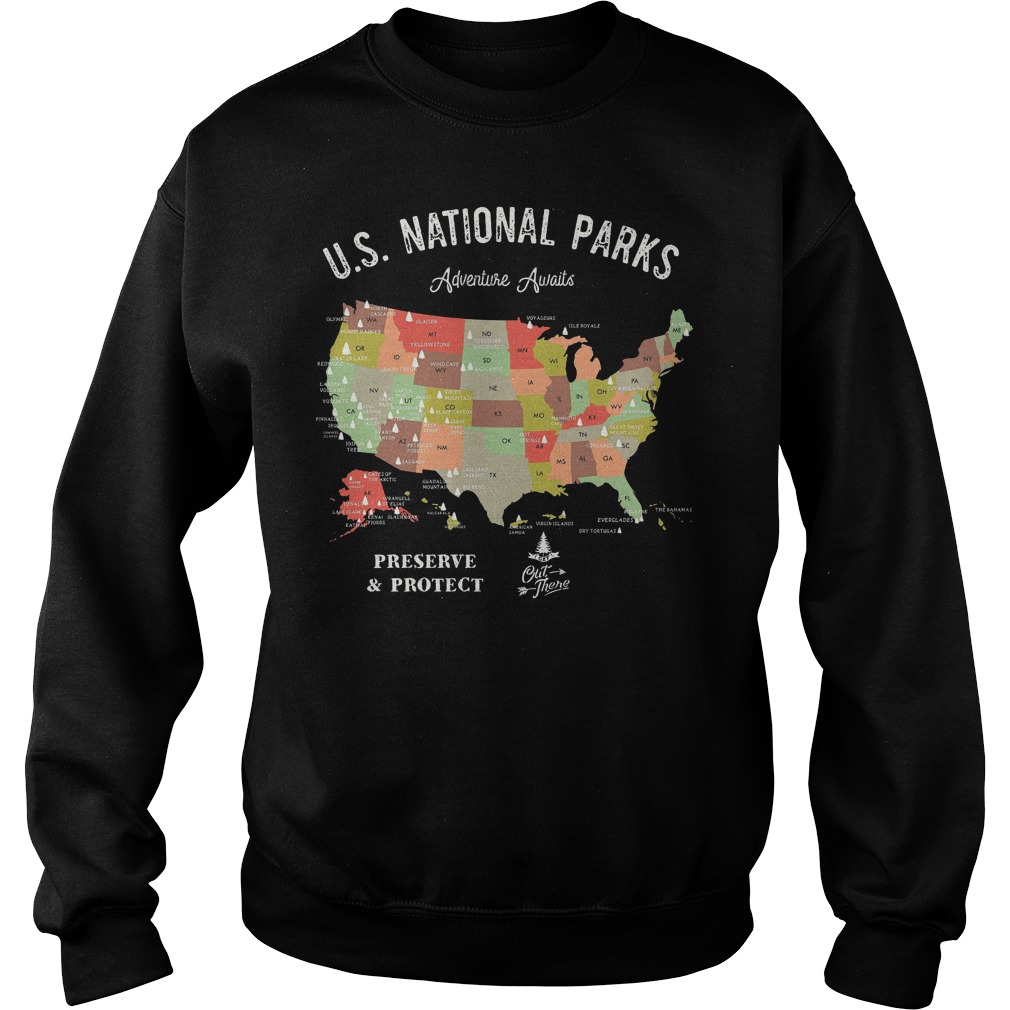 Official U.S National Parks Map T-Shirt Sweatshirt Unisex