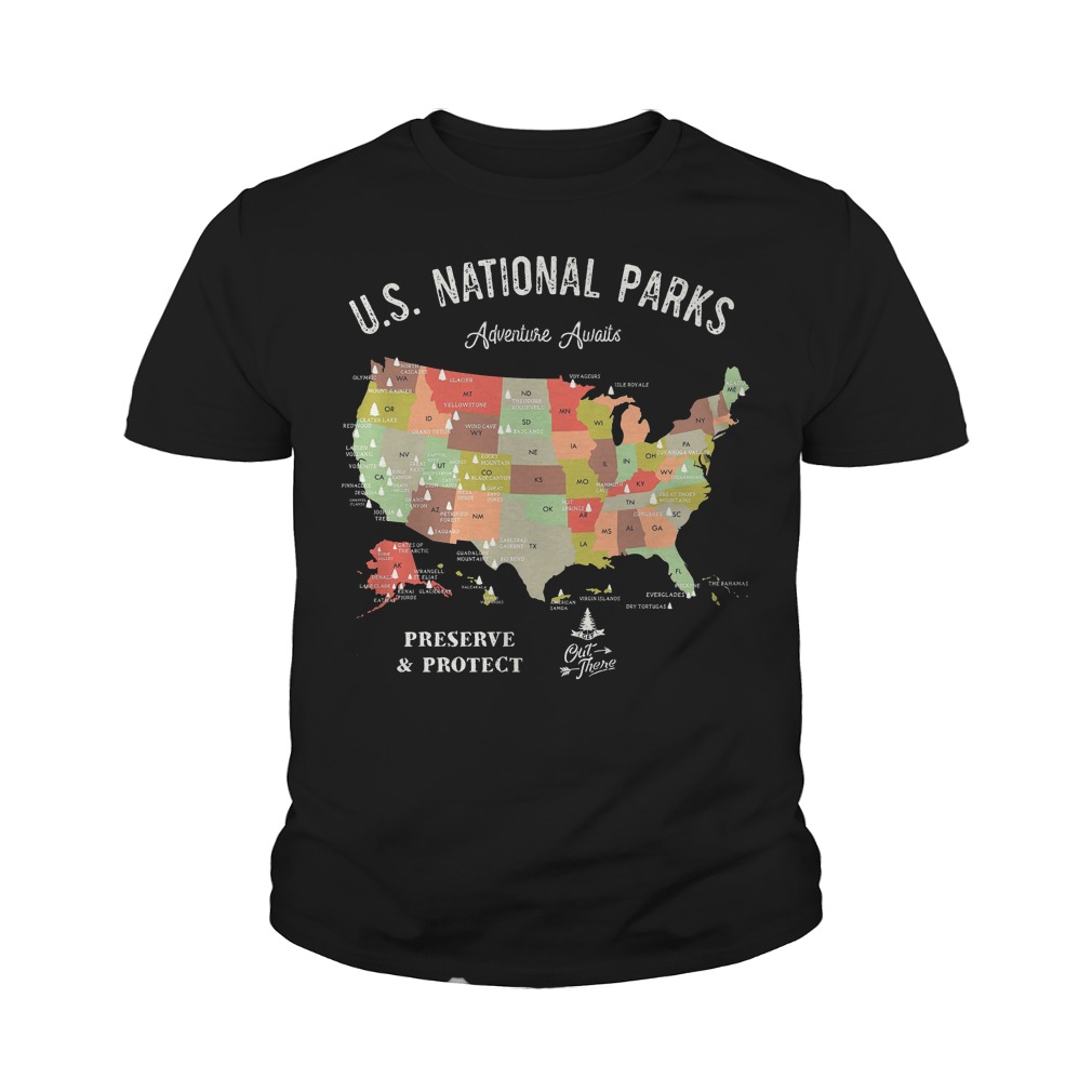 Official U.S National Parks Map T-Shirt Youth Tee