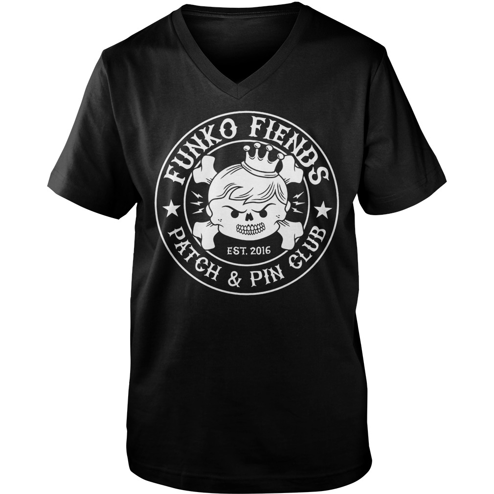 Patch And Pin Club Funko Fiends T-Shirt 6 Patch And Pin Club Funko Fiends T-Shirt Guys V-Neck