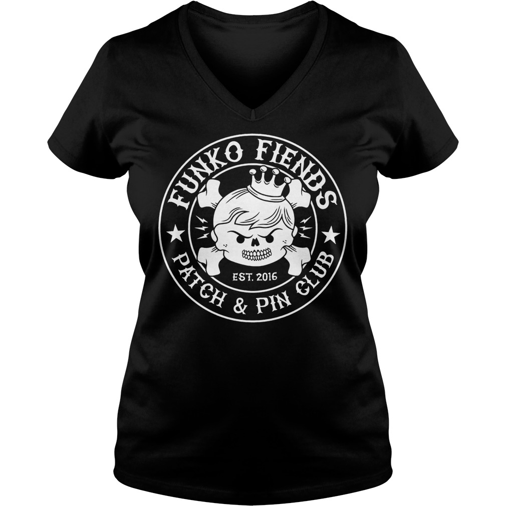 Patch And Pin Club Funko Fiends T-Shirt 10 Patch And Pin Club Funko Fiends T-Shirt Ladies V-Neck