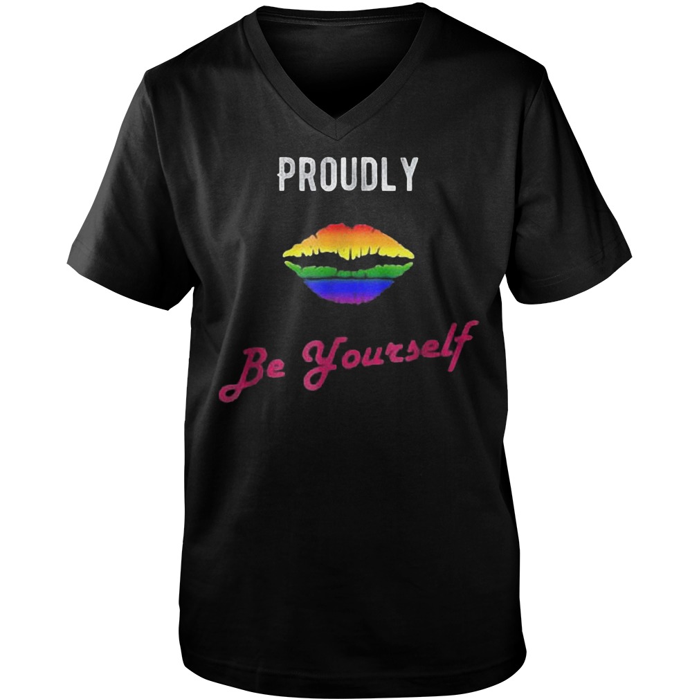 Proudly Be Yourself LGBT Pride T-Shirt Guys V-Neck