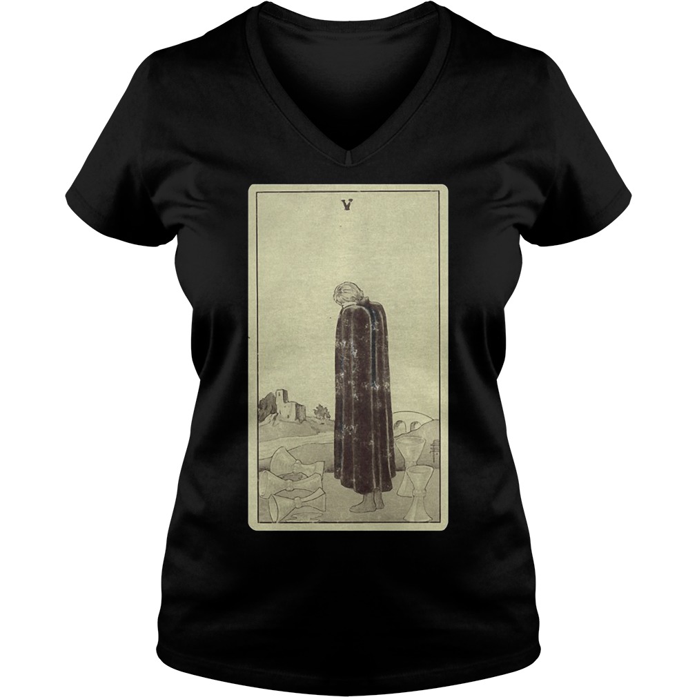 Tarot Five Of Cups T-Shirt 28 Tarot Five Of Cups T-Shirt Ladies V-Neck