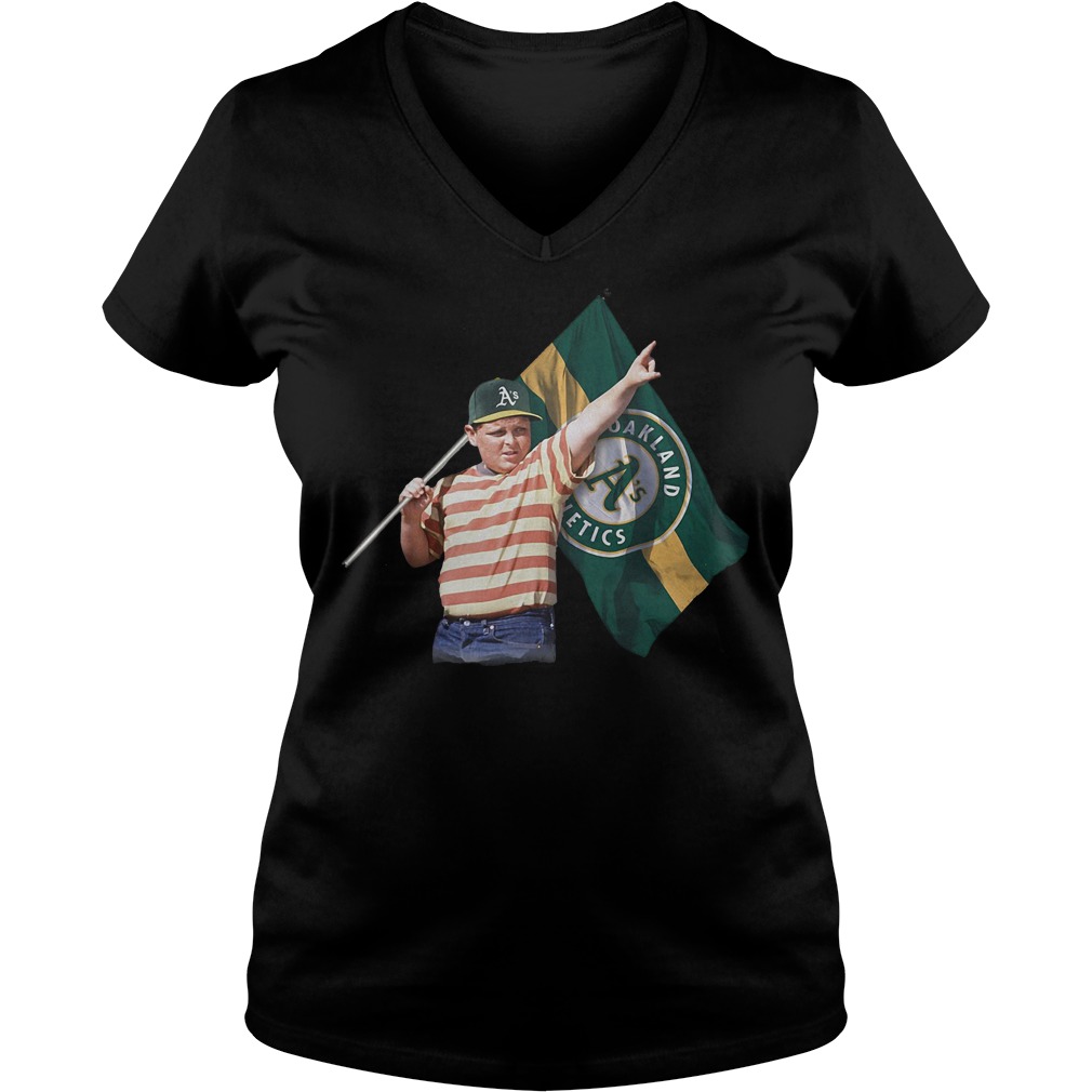 The Sandlot And Oakland Athletics Flag T-Shirt Ladies V-Neck