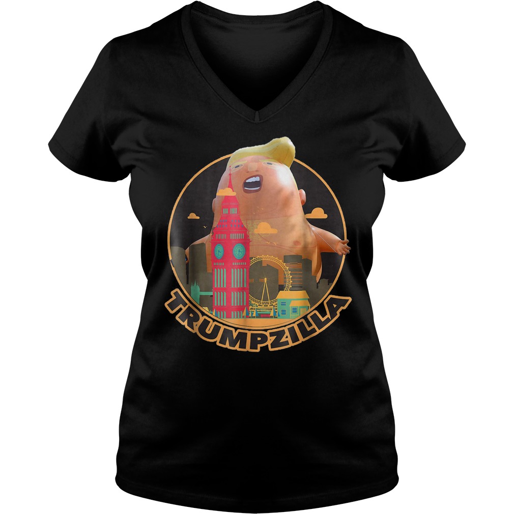 Trumpzilla Baby Trump Balloon in London T-Shirt Ladies V-Neck