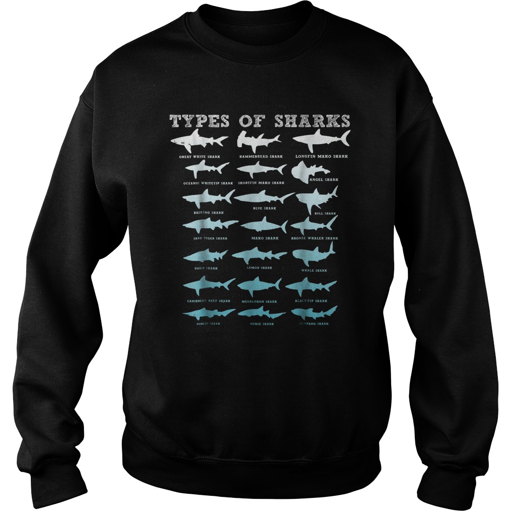 Types Of Sharks Marine Biology T-Shirt Sweatshirt Unisex