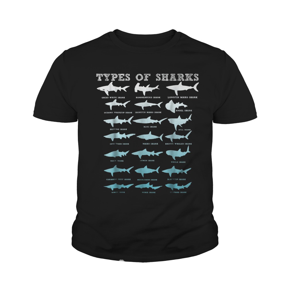 Types Of Sharks Marine Biology T-Shirt Youth Tee