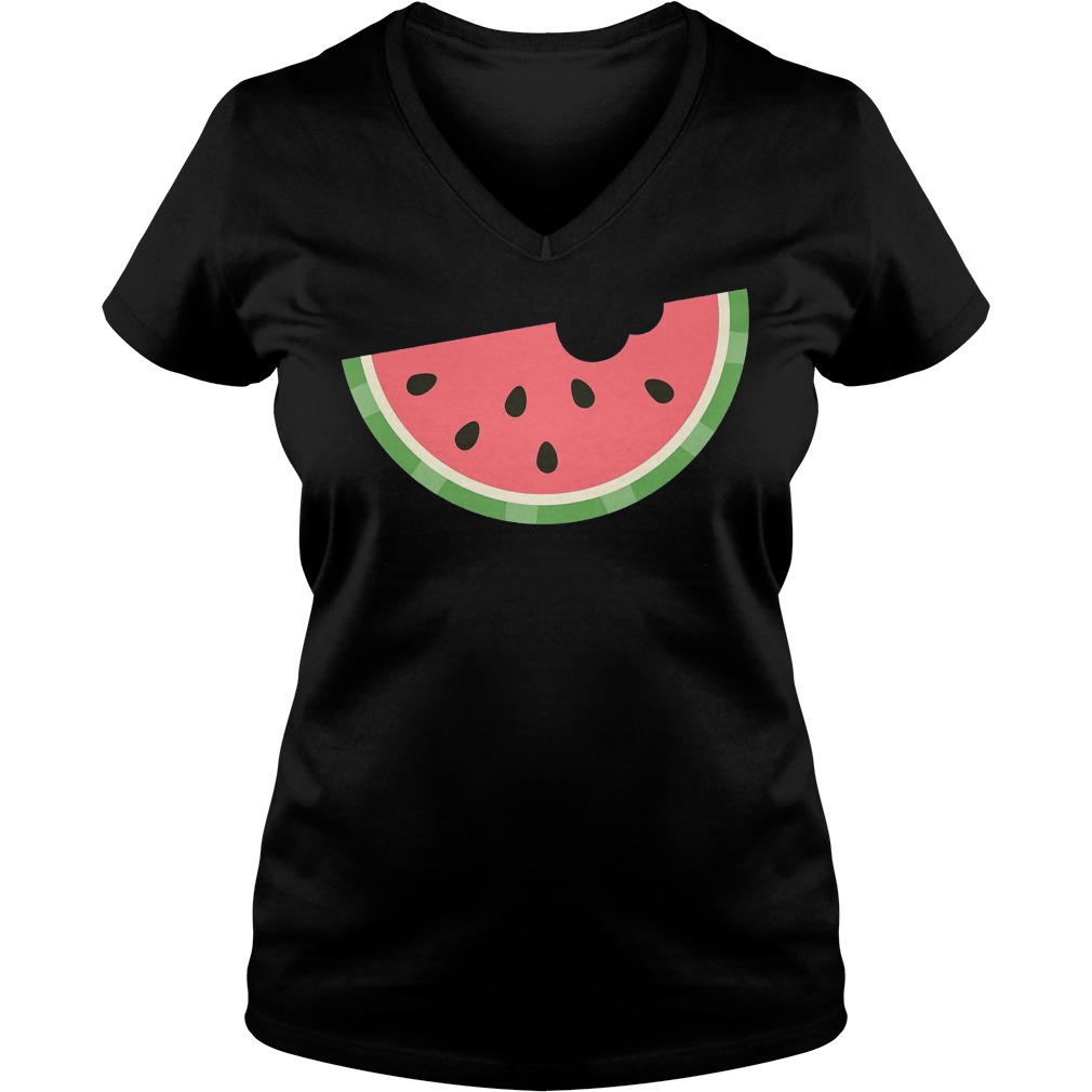 Watermelon Fruit Melon Seed Bite T-Shirt Ladies V-Neck