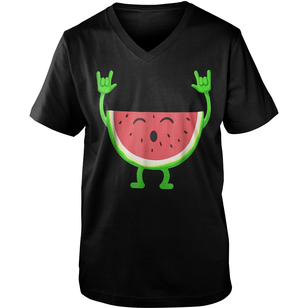 Watermelon Fruit Summer Dancing T-Shirt 24 Watermelon Fruit Summer Dancing T-Shirt Guys V-Neck