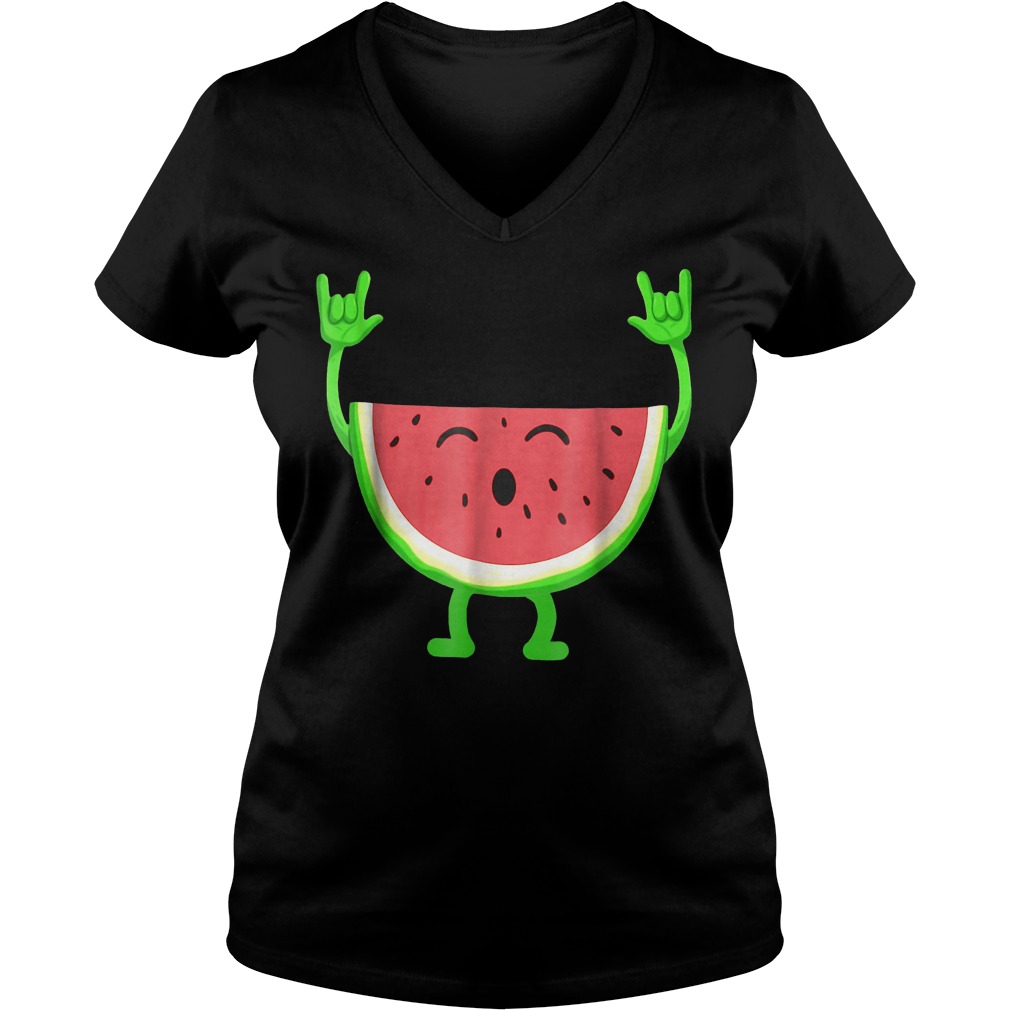 Watermelon Fruit Summer Dancing T-Shirt 28 Watermelon Fruit Summer Dancing T-Shirt Ladies V-Neck