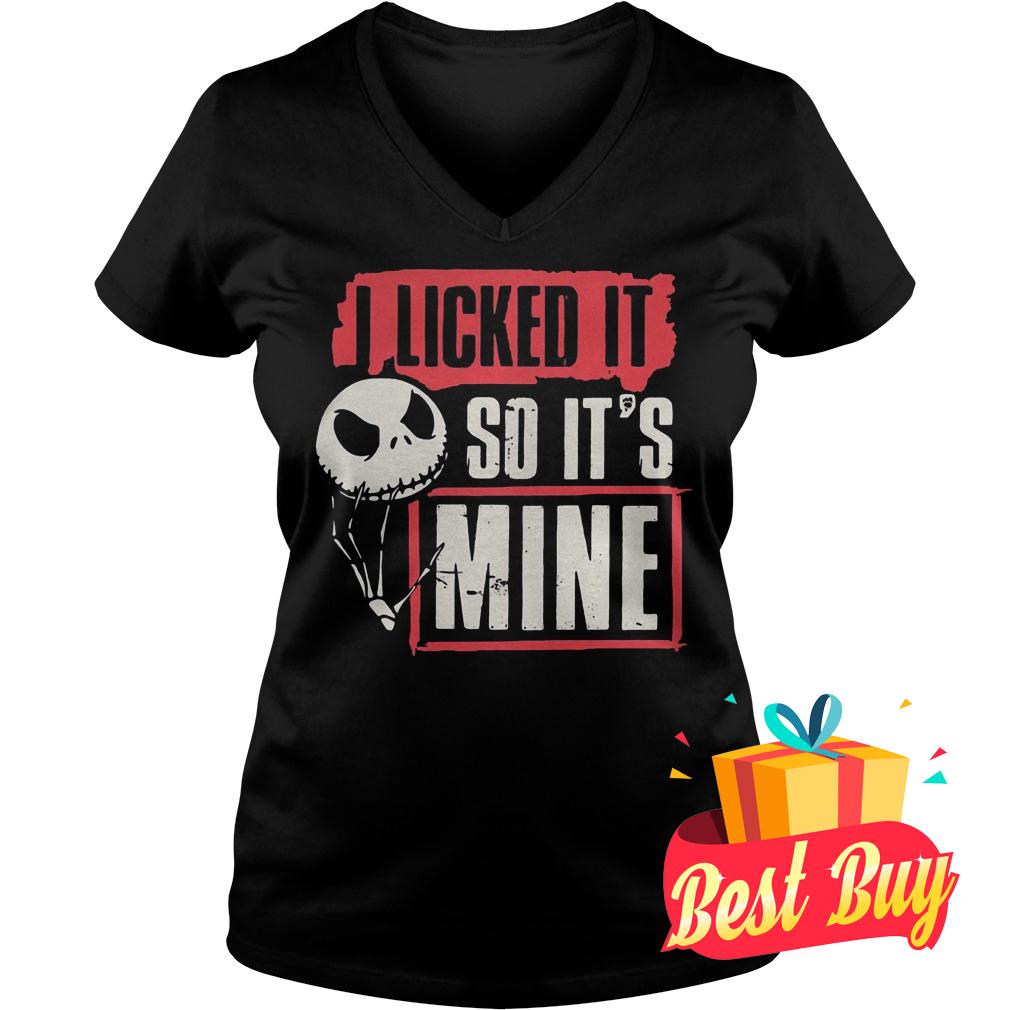 Official Jack Skellington I licked it so it's mine shirt 10 Official Jack Skellington I licked it so it's mine shirt Ladies V-Neck