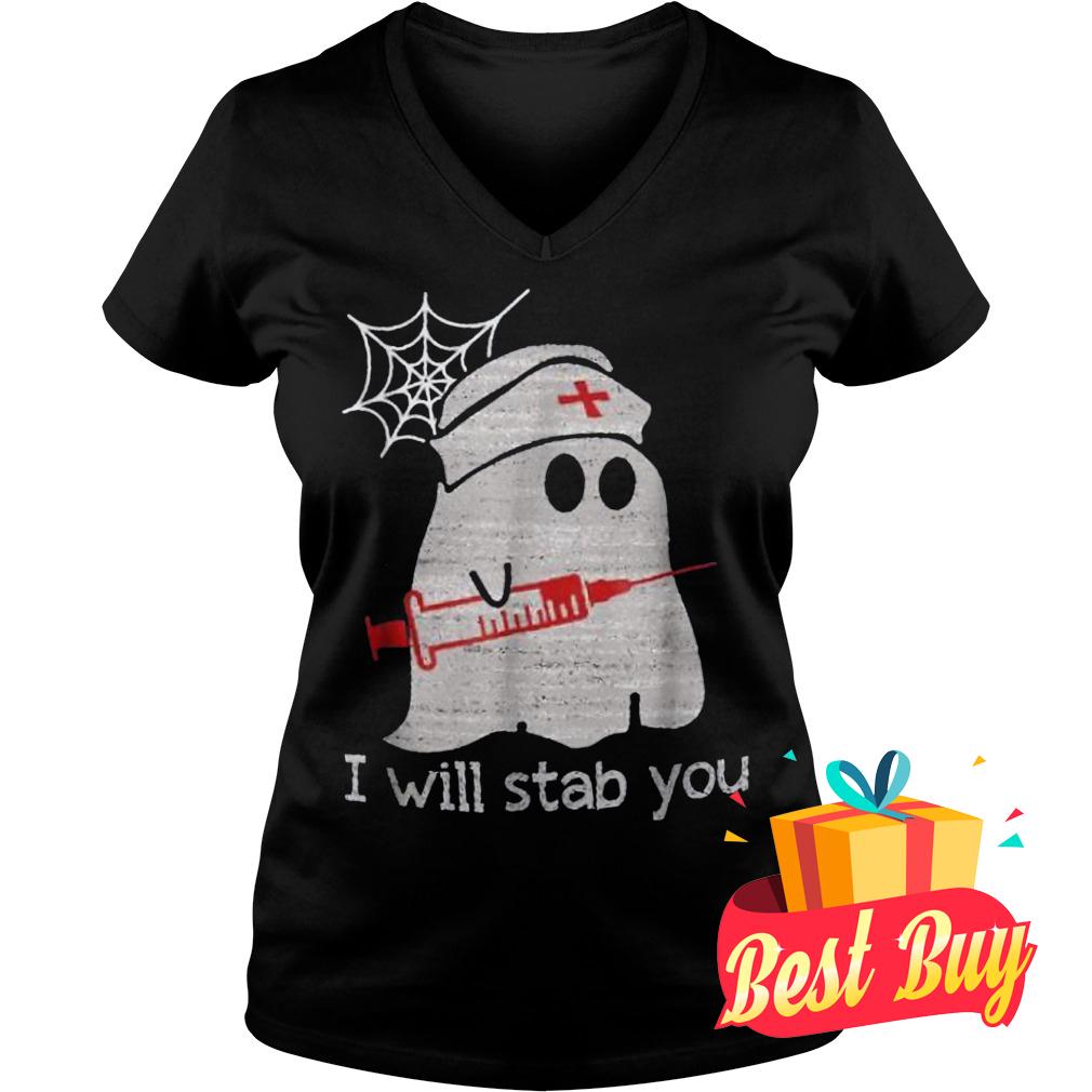 Official Nurse ghost I will stab you Shirt 4 Official Nurse ghost I will stab you Shirt Ladies V-Neck