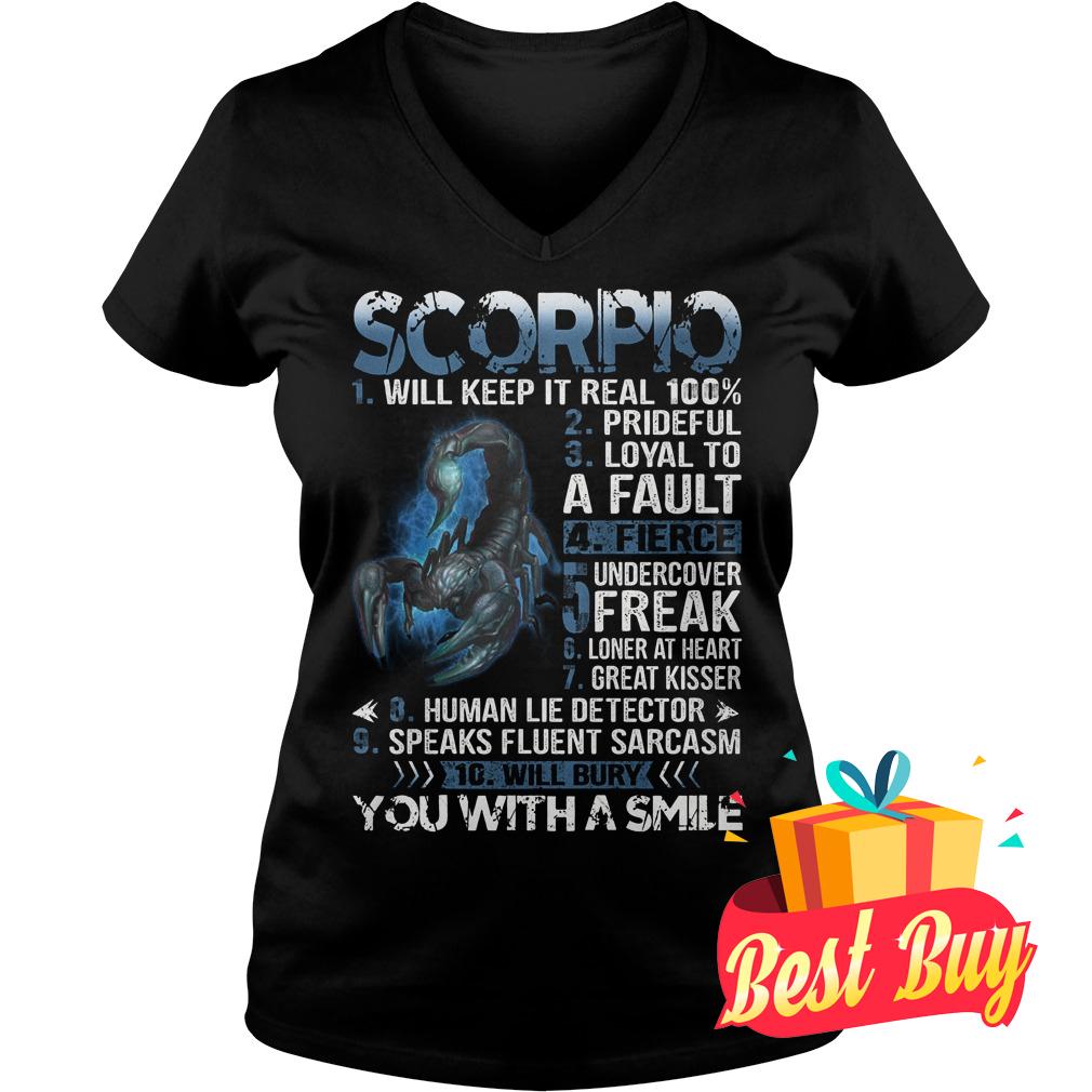 Original Scorpio Will keep it real 100% shirt 4 Original Scorpio Will keep it real 100% shirt Ladies V-Neck