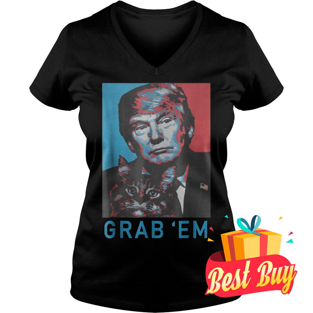 Original Trump Cat Grab Em shirt 4 Original Trump Cat Grab Em shirt Ladies V-Neck