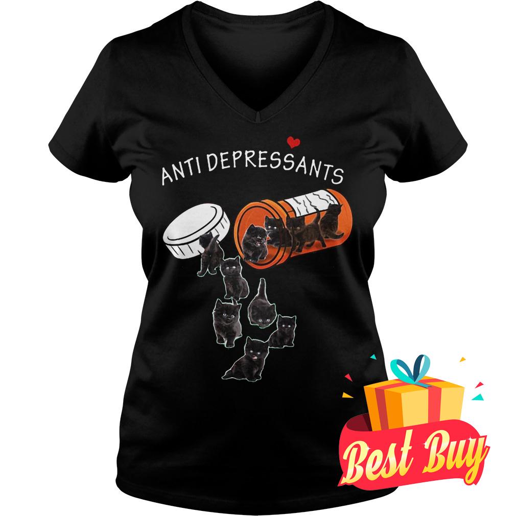 Premium Cat Pill Anti depressants Shirt 4 Premium Cat Pill Anti depressants Shirt Ladies V-Neck