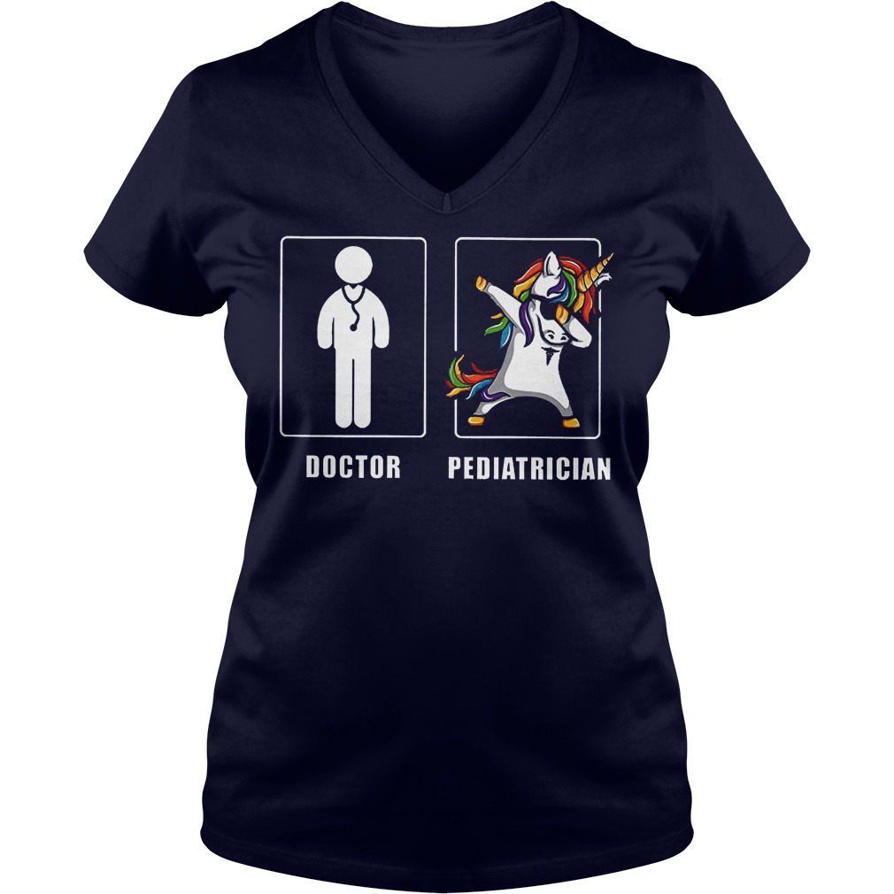 Premium Doctor Pediatrician Unicorn Dabbing Shirt 6 Premium Doctor Pediatrician Unicorn Dabbing Shirt Ladies V-Neck