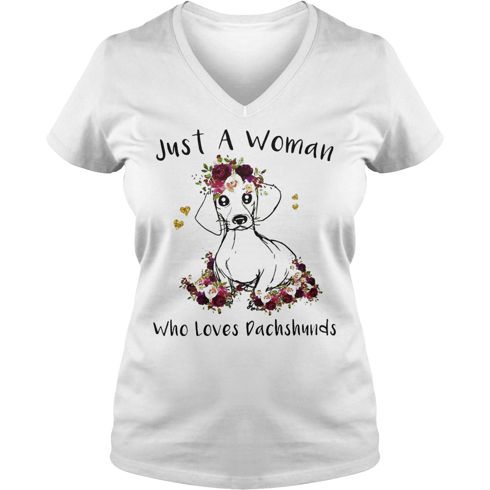 Top Just A Woman Who Loves Dachshunds Shirt 8 Top Just A Woman Who Loves Dachshunds Shirt Ladies V-Neck