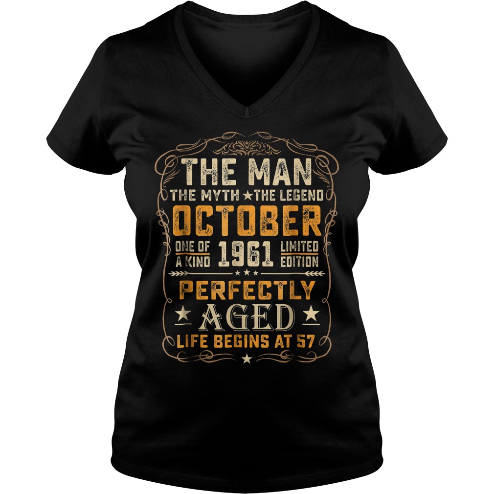 57th birthday gifts the man myth legend october 1961 shirt 4 57th birthday gifts the man myth legend october 1961 shirt Ladies V-Neck