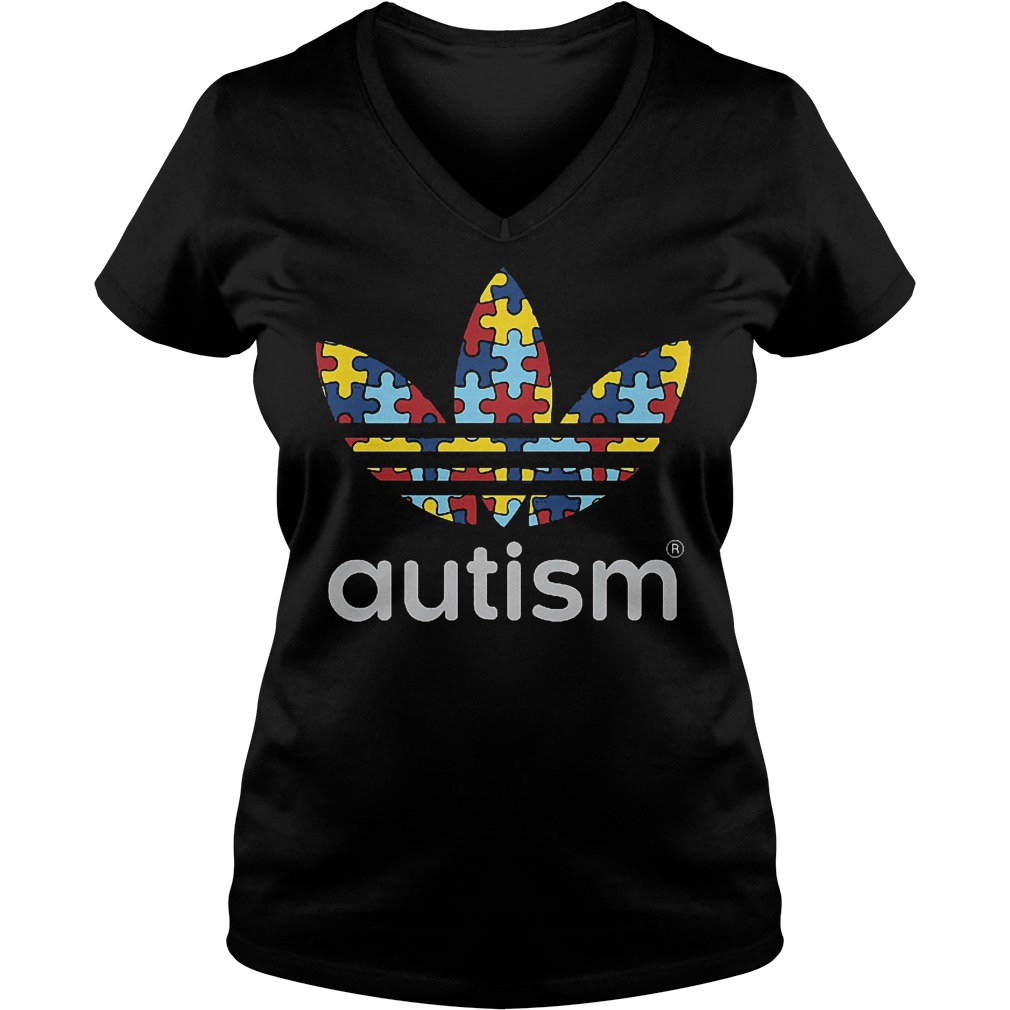Adidas logo Autism shirt 4 Adidas logo Autism shirt Ladies V-Neck