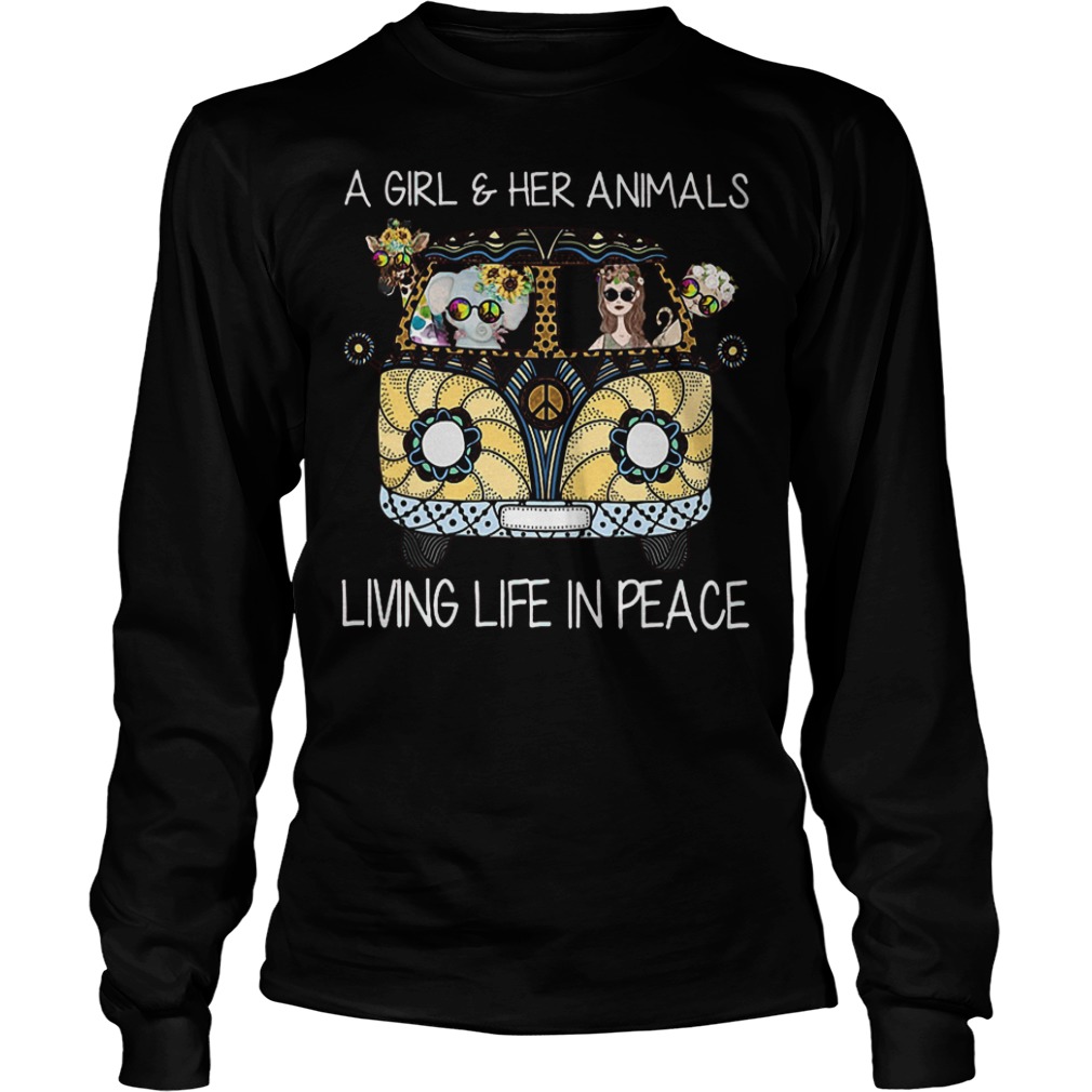 Hippie car sunfloral a girl and her animals living life in peace shirt 5 Hippie car sunfloral a girl and her animals living life in peace shirt Longsleeve Tee Unisex