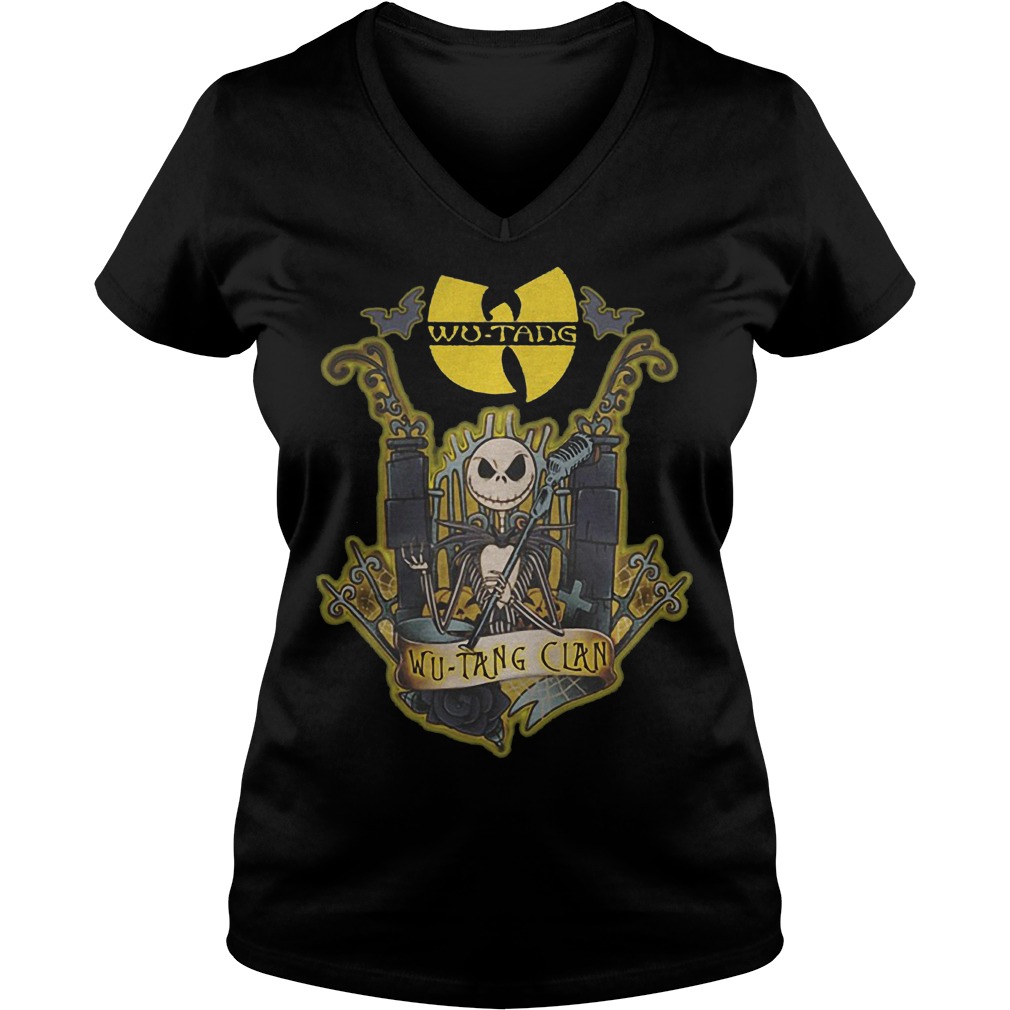 Jack Skellington Wu Tang Clan Shirt 4 Jack Skellington Wu Tang Clan Shirt Ladies V-Neck