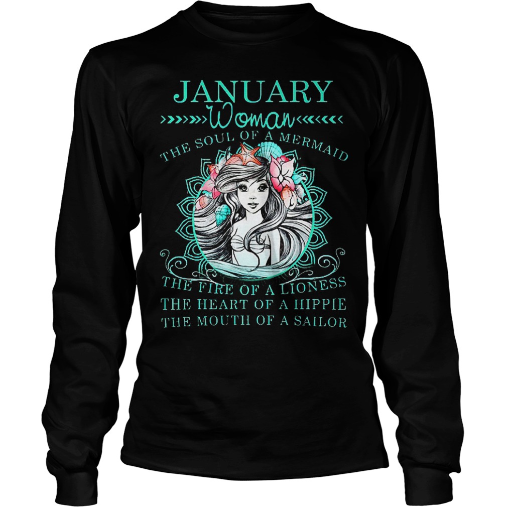 January woman the soul of a mermaid Shirt Longsleeve Tee Unisex