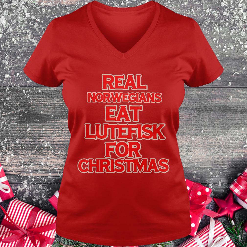 Best price Real Norwegians eat Lutefisk for christmas shirt Ladies V-Neck