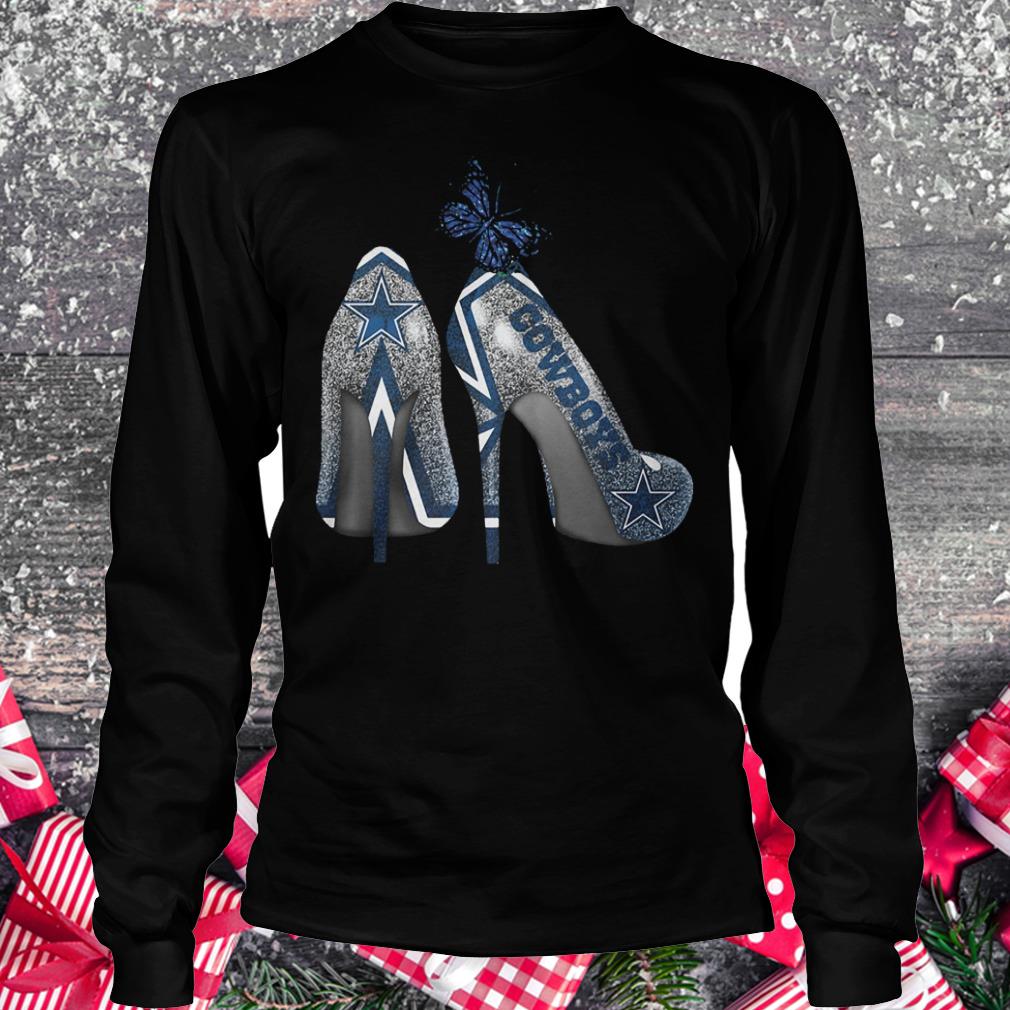 Butterfly Rhinestone heel Dallas Cowboys Nfl Shirt Longsleeve Tee Unisex
