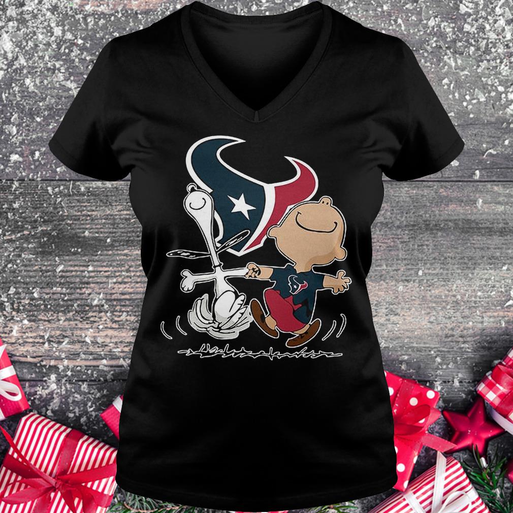 Charlie Brown and Snoopy Houston Texans Shirt 4 Charlie Brown and Snoopy Houston Texans Shirt Ladies V-Neck