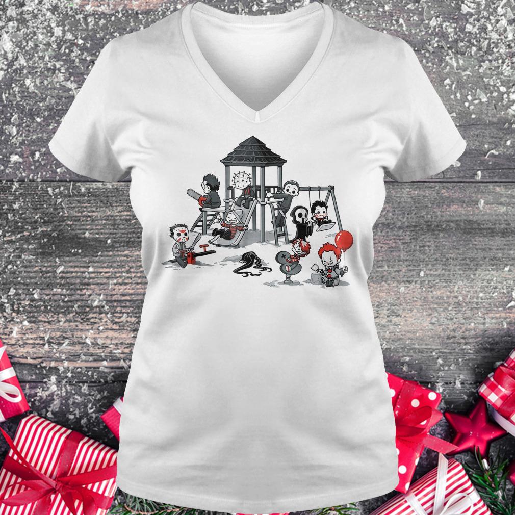 Halloween horror park movie shirt 4 Halloween horror park movie shirt Ladies V-Neck