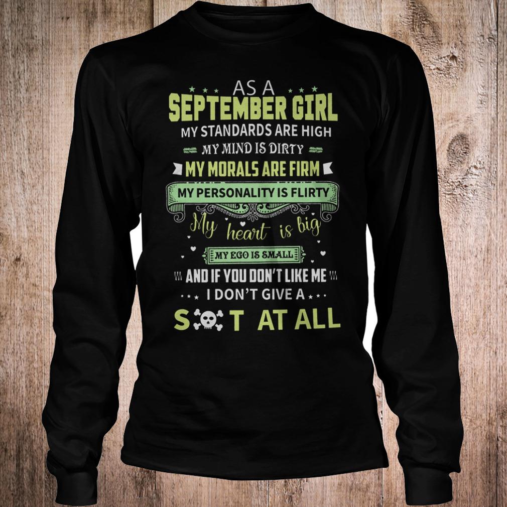 Official As a september girl my standards are high my mind is dirty shirt 5 Official As a september girl my standards are high my mind is dirty shirt Longsleeve Tee Unisex