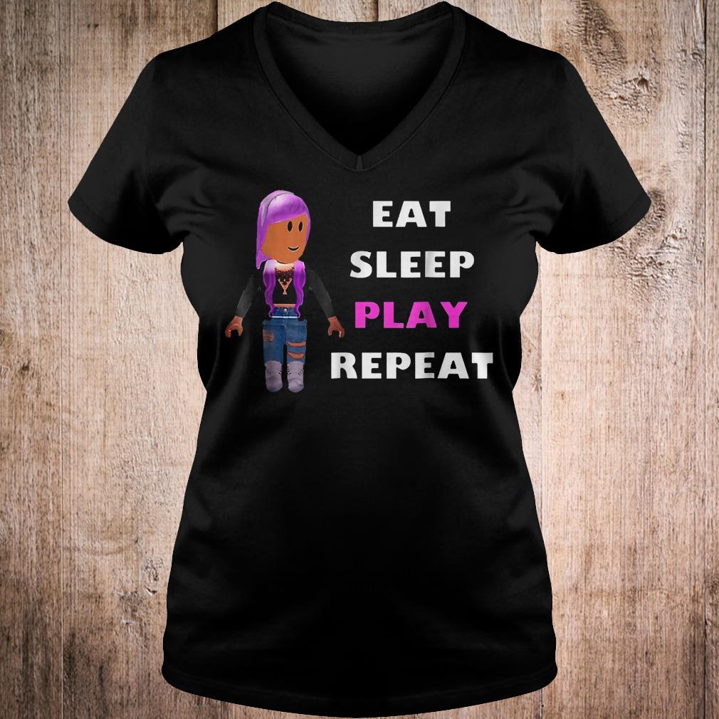 Official Eat sleep play repeat shirt 4 Official Eat sleep play repeat shirt Ladies V-Neck