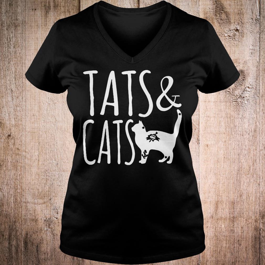 Official Tats and cats shirt 4 Official Tats and cats shirt Ladies V-Neck