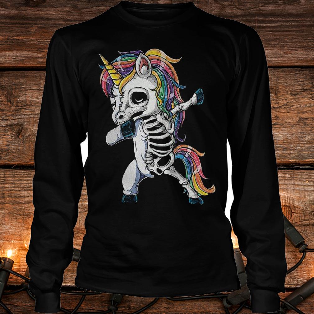 Official Unicorn skeleton dabbing happy halloween skull T-Shirt Longsleeve Tee Unisex