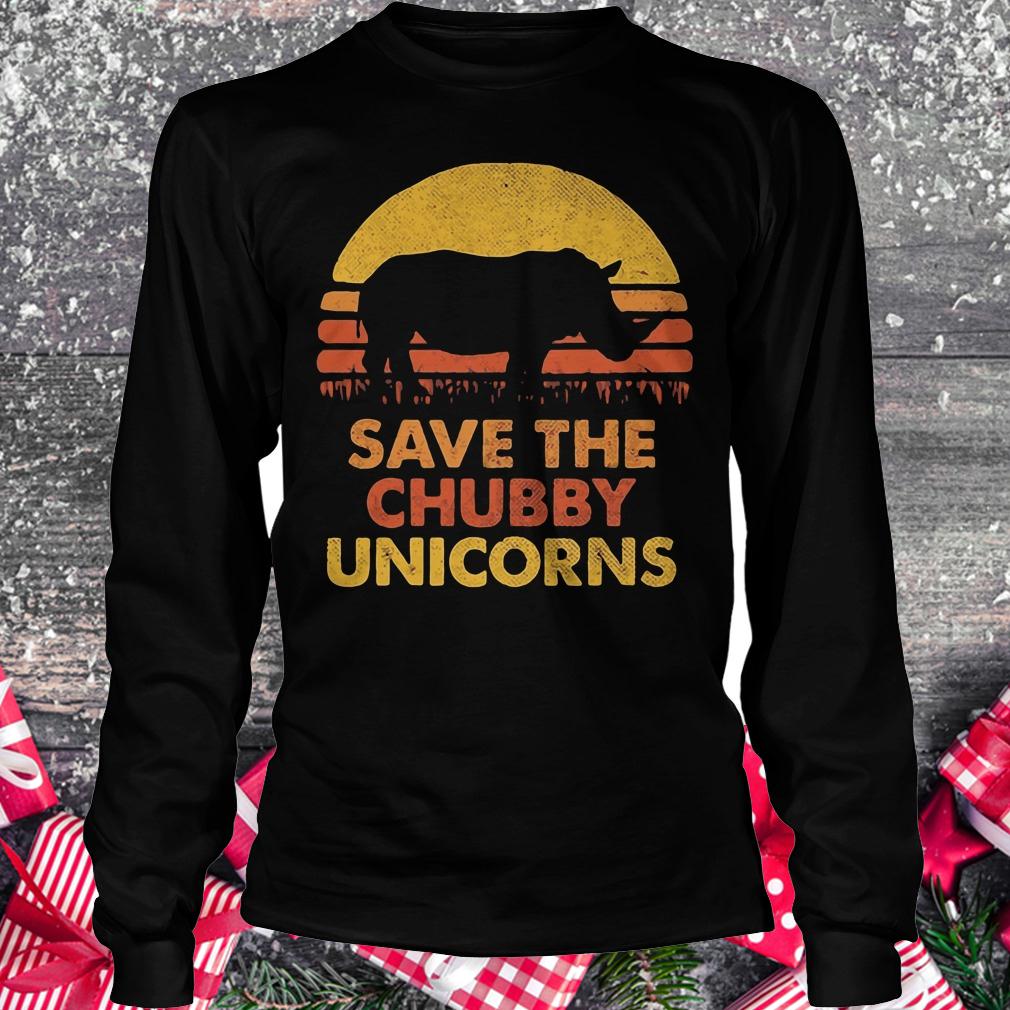Original Retro Sunset Rhino save the chubby unicorns shirt Longsleeve Tee Unisex