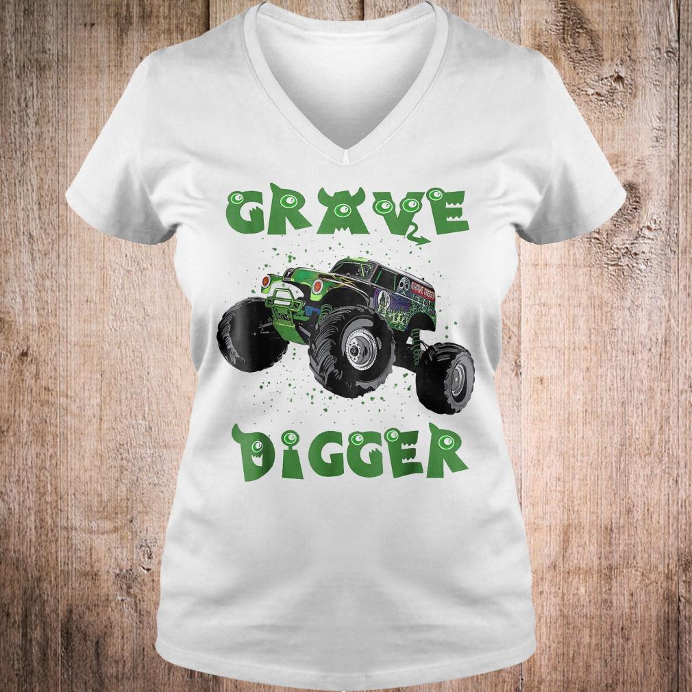Premium Monster Truck Grave green Digger racing shirt 4 Premium Monster Truck Grave green Digger racing shirt Ladies V-Neck