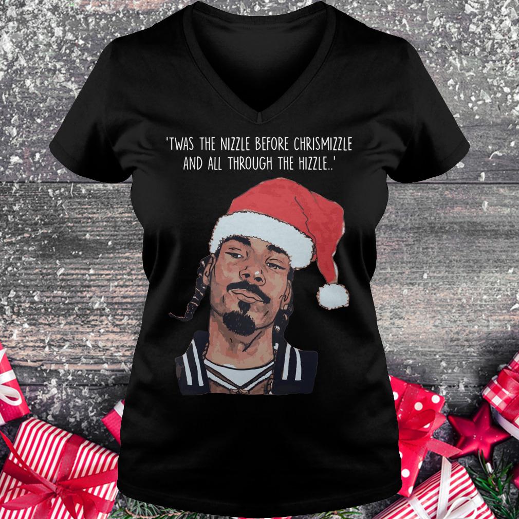 Premium Snoop Dogg Twas The Nizzle Before Christmizzle And All Through The Hizzle t-shirt Ladies V-Neck