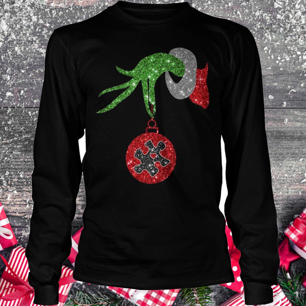 Awesome Grinch Hand Holds Autism Twinkle Ornament shirt Longsleeve Tee Unisex
