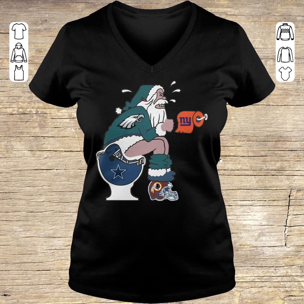 Funny Philadelphia Eagles Santa Dallas Cowboys Toilet shirt Ladies V-Neck