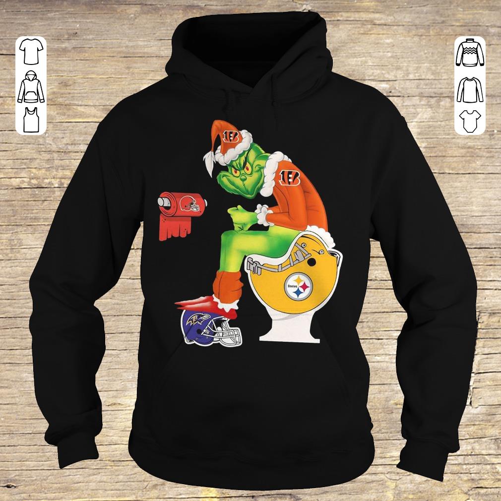 Hot Grinch Santa Cincinnati Bengals Pittsburgh Steelers Toilet shirt Hoodie
